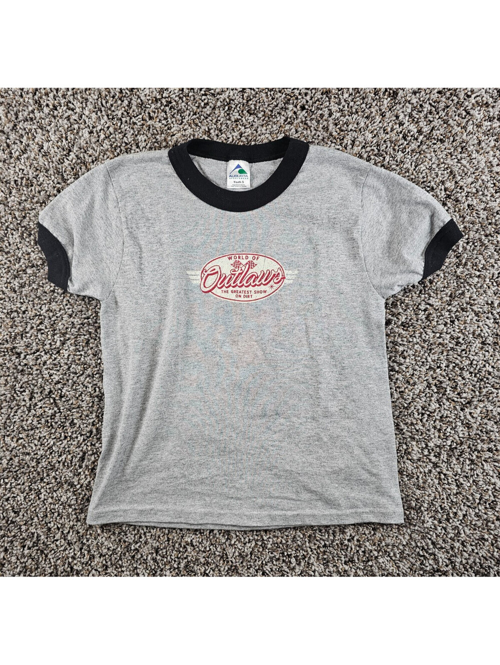 World of Outlaws Sprint Car Racing Short Sleeve T Shirt Boys Sz S Gray